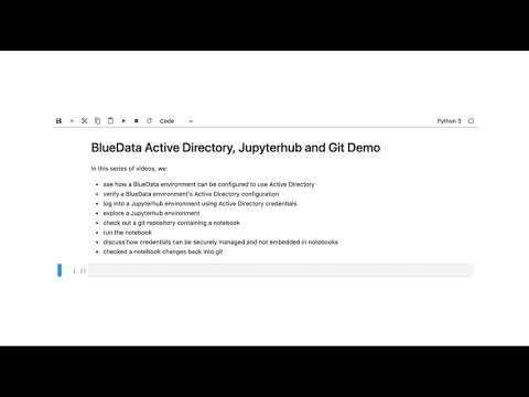 BlueData Active Directory, Jupyterhub and Git Demo - introduction