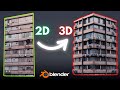 Turn A 2D Image Into A 3D Building In Blender In 1 Minute