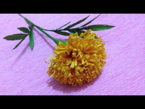 How to Make Marigold Crepe Paper flowers - Flower Making of Crepe Paper - Paper Flower Tutorial Video