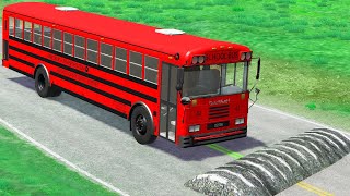Red Bus vs Massive Speed Bumps - Bus Vs Deep Water