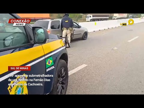 Vídeo: PRF apreende submetralhadora de uso restrito na Fernão Dias em Carmo da Cachoeira.