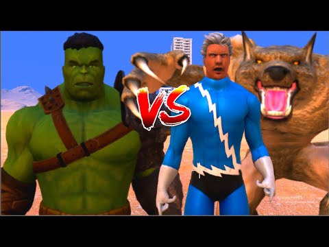 100 Hulk vs 1000 Quick Silvers and 1000 Werewolf (Marvel vs Marvel)