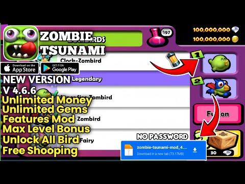 ZOMBIE TSUNAMI MOD APK V4.6.6 | UNLOCK ALL BIRD & UNLIMITED MONEY DIAMOND |