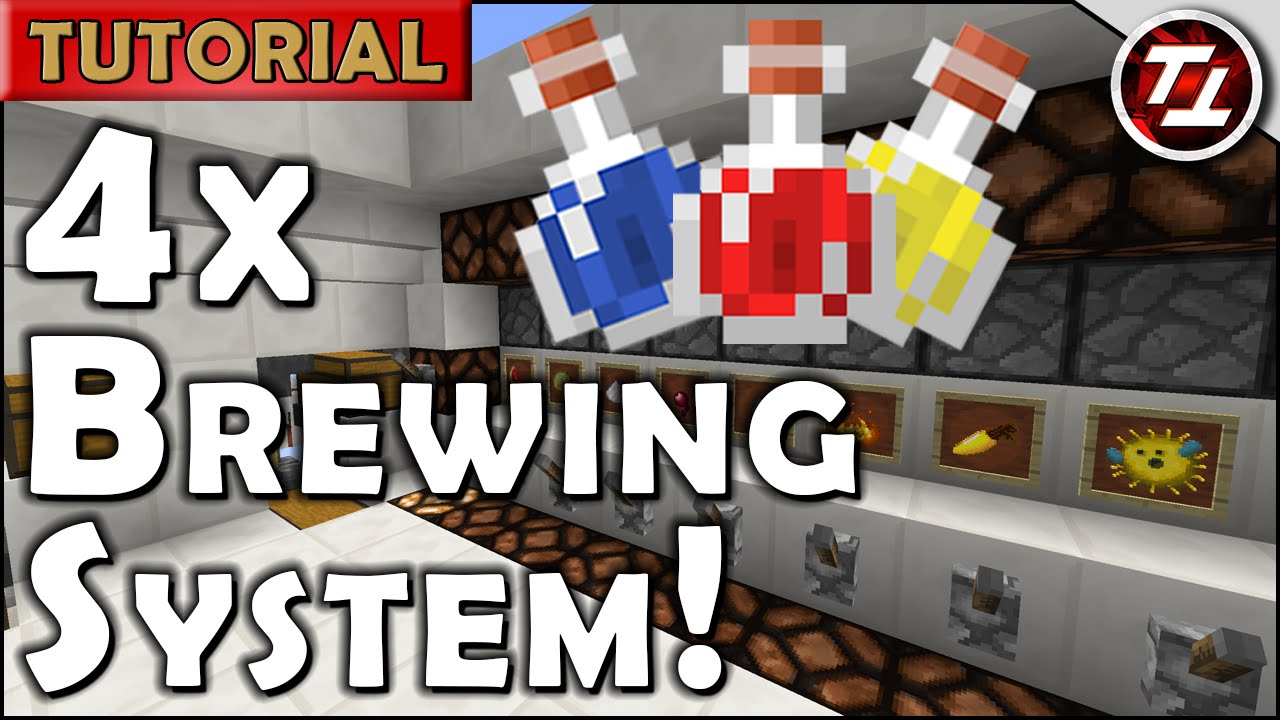 Minecraft Tutorial: 4x Automatic Potion Brewing System!