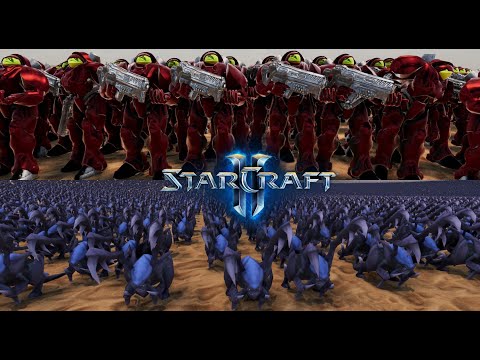 10,000 Terran Marines vs 1 MILLION ZERGLINGS - Starcraft Fight - UEBS 2