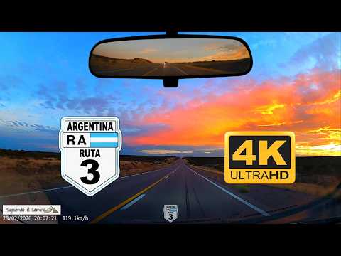 Atardecer en la ruta N3 (Sierra Grande - Rio Negro) Worship 4K