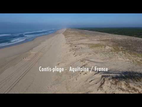 Contis-Plageko hondartza eta olatuen droneen irudiak