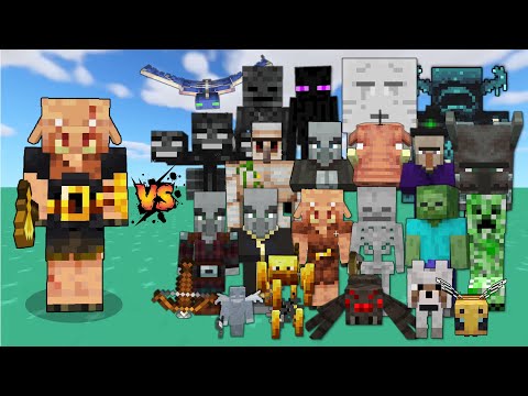 Piglin Brute vs Every Mob in Minecraft (Bedrock) - Piglin Brute vs All Mobs - Minecraft mob battle