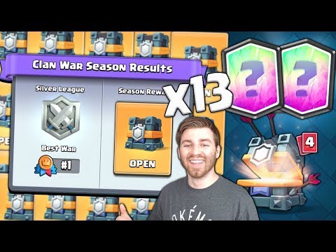 x13 NEW NEW WAR CHEST OPENING! 1st PLACE WAR CHEST OP?! | Clash Royale | NEW WAR CHEST LEGENDARIES!