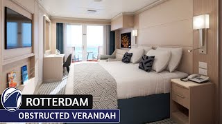 HAL Rotterdam | Obstructed Verandah Walkthrough Tour & Review 4K | Holland America Cruise Line