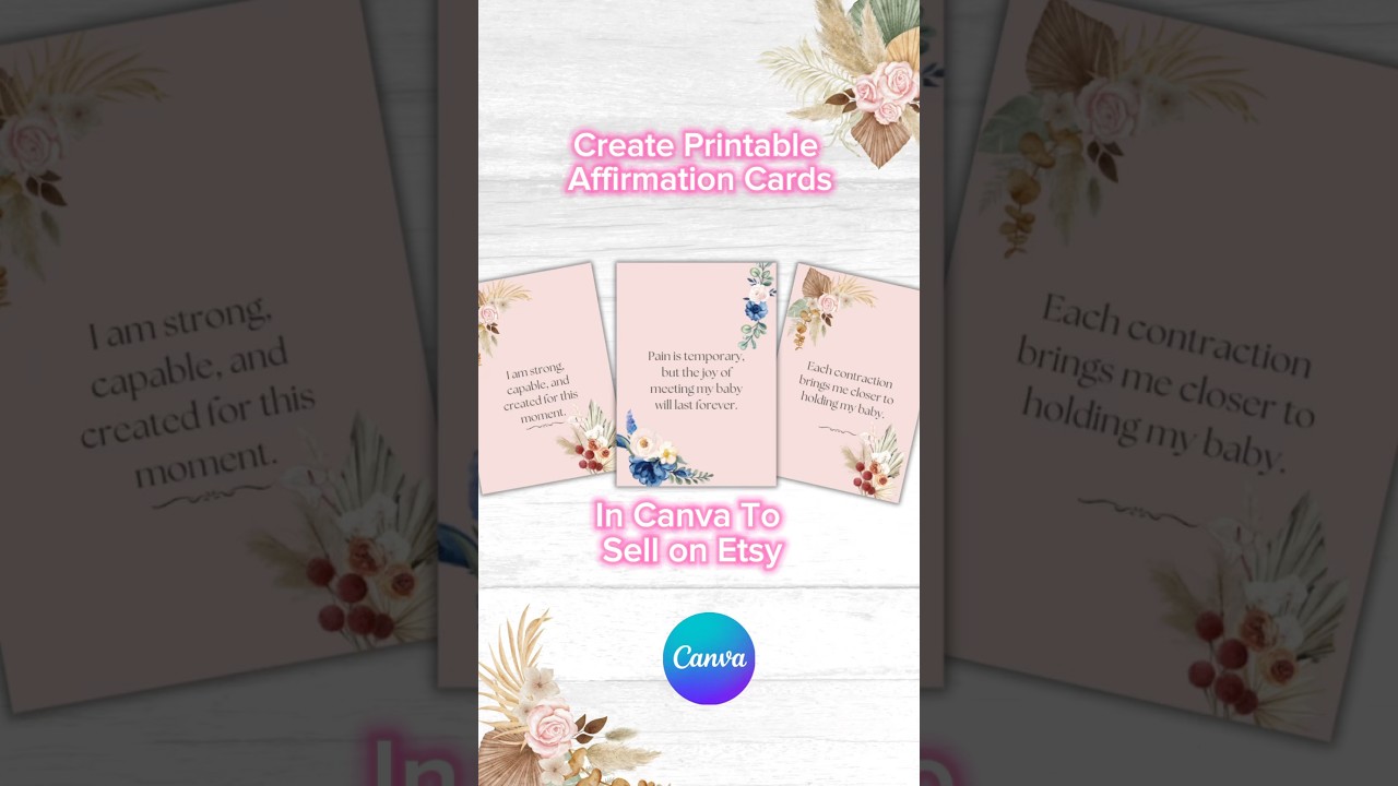 Create Printable Affirmation Cards in Canva To Sell on Etsy #etsydigitalproducts  #printables