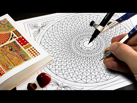 Relaxing Pentagram Mandala Drawing Process