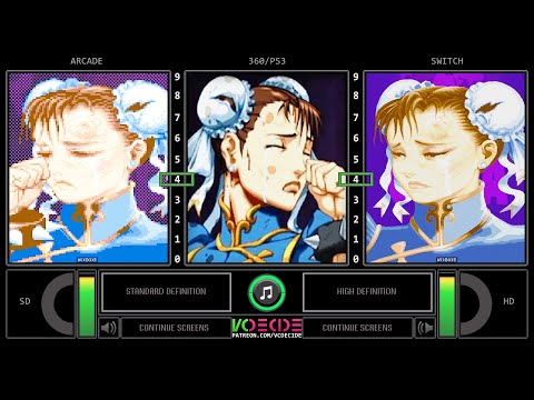 Continue Screens Comparison of Super Street Fighter II (SD vs HD Remix vs Ultra)  Side by Side