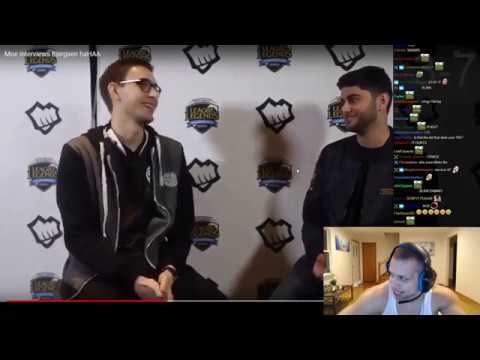 Tyler1 reacts to 'Moe interviews Bjergsen haHAA'