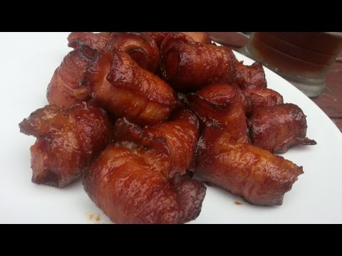 Bacon Hot Dog Bites - Game Day food on the mini Weber Smokey Mountain