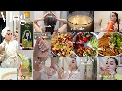 vlog- selfcare day +everything shower +cooking +diy nails +affirmations +that time of the month +etc