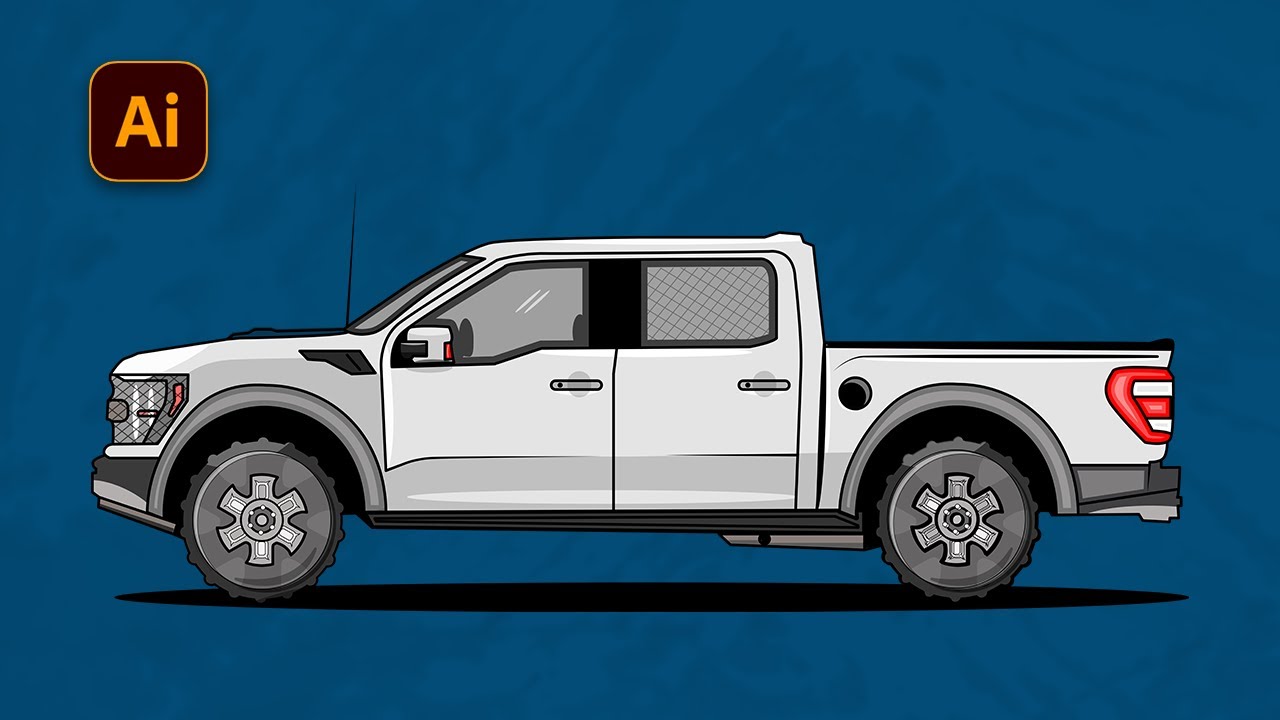 How To Draw Flat Vector Truck Illusration || Ford_F-150|| Adobe Illustrator