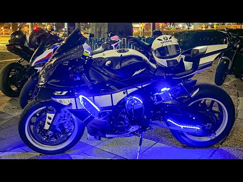 Yamaha R1 Night Ride - Hooning with S1000RR ZX636