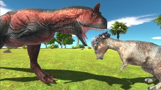 Carnotaurus attack on Herbivore Dinosaurs - Animal Revolt Battle Simulator