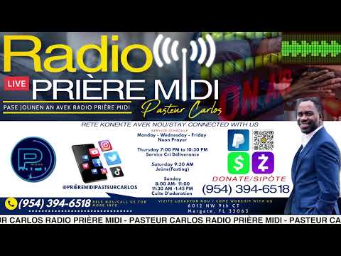 RADIO PRIÈRE MIDI - PASTEUR CARLOS #radio #prieremidi #prayer #prière