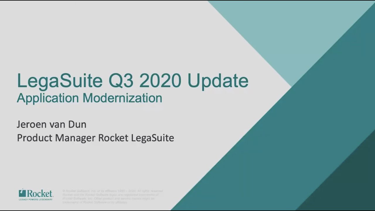 Rocket® LegaSuite® Product Spotlight Webinar, September 2020