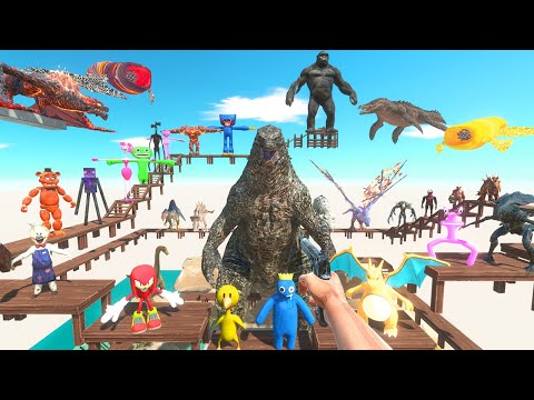 PARKOUR ZIG-ZAG & HUNTING GODZILLA - Jumping in Lake with Bloop - Animal Revolt Battle Simulator