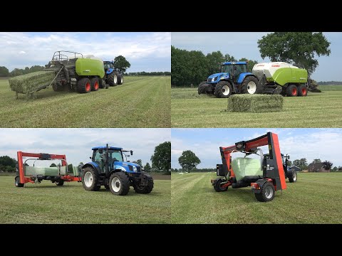 Balen persen en wikkelen met Claas Quadrant 5200 RC en Kuhn SW 4004 door loonbedrijf Reimink (2022)