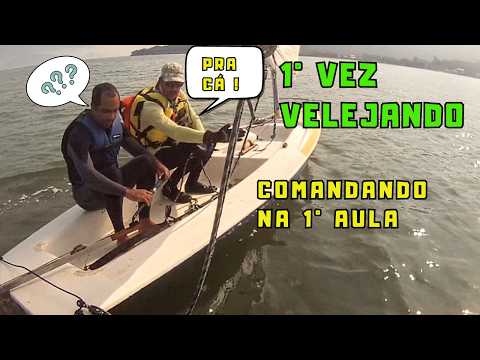 Aprendendo a velejar. Comandando na 1° Aula. Introduzindo meu vizinho na Vela. #floripa #sailing