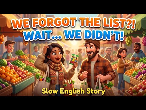 A Simple Trip to the Market… But We Forgot Something 😅 | Slow English StoryThumbnail Prompt:
