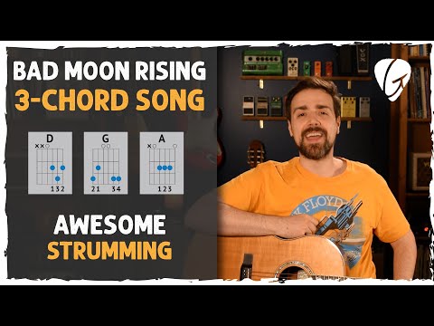 Bad Moon Rising Guitar Tutorial - 3 CHORD SONG! (for BEGINNERS!)