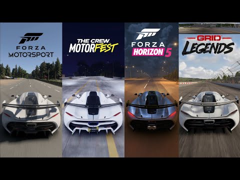Koenigsegg Jesko in 8 different Racing Comparison |FH5|FH4|TC2|TCM|Grid|PC3|FM8|Accurate??