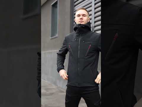 Куртка Softshell мужская демисезонная до 0°C на флисе ветровка весенняя осенняя korol черная - фото 1 - id-p1479085142