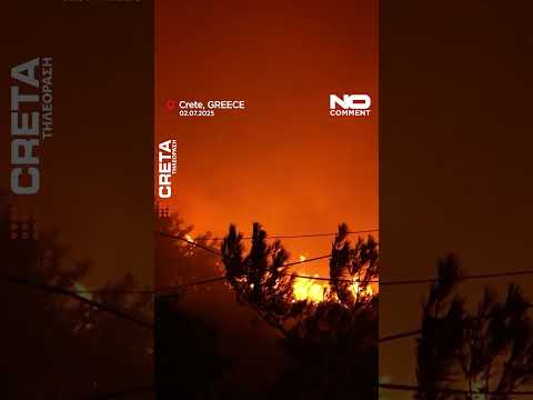 Firefighters battle major wildfire on Greek island of Crete #shorts #nocomment #greece #crete