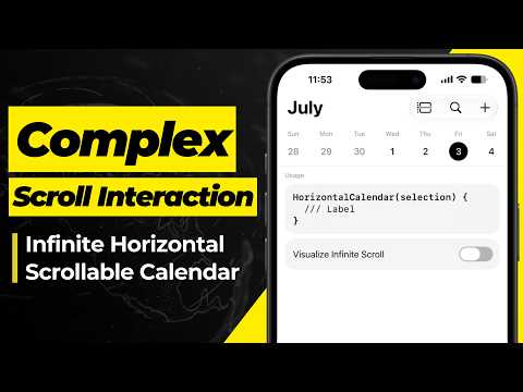 Complex Scroll Interaction: Infinite Scrollable Calendar | Horizontal Scroll Date Picker | SwiftUI thumbnail