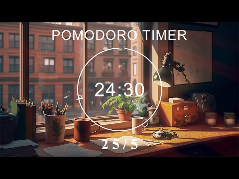 Study With Pomodoro - 25/5 Pomodoro Timer - Lofi Study + Ambience Nature Sounds - 4 x 25 min