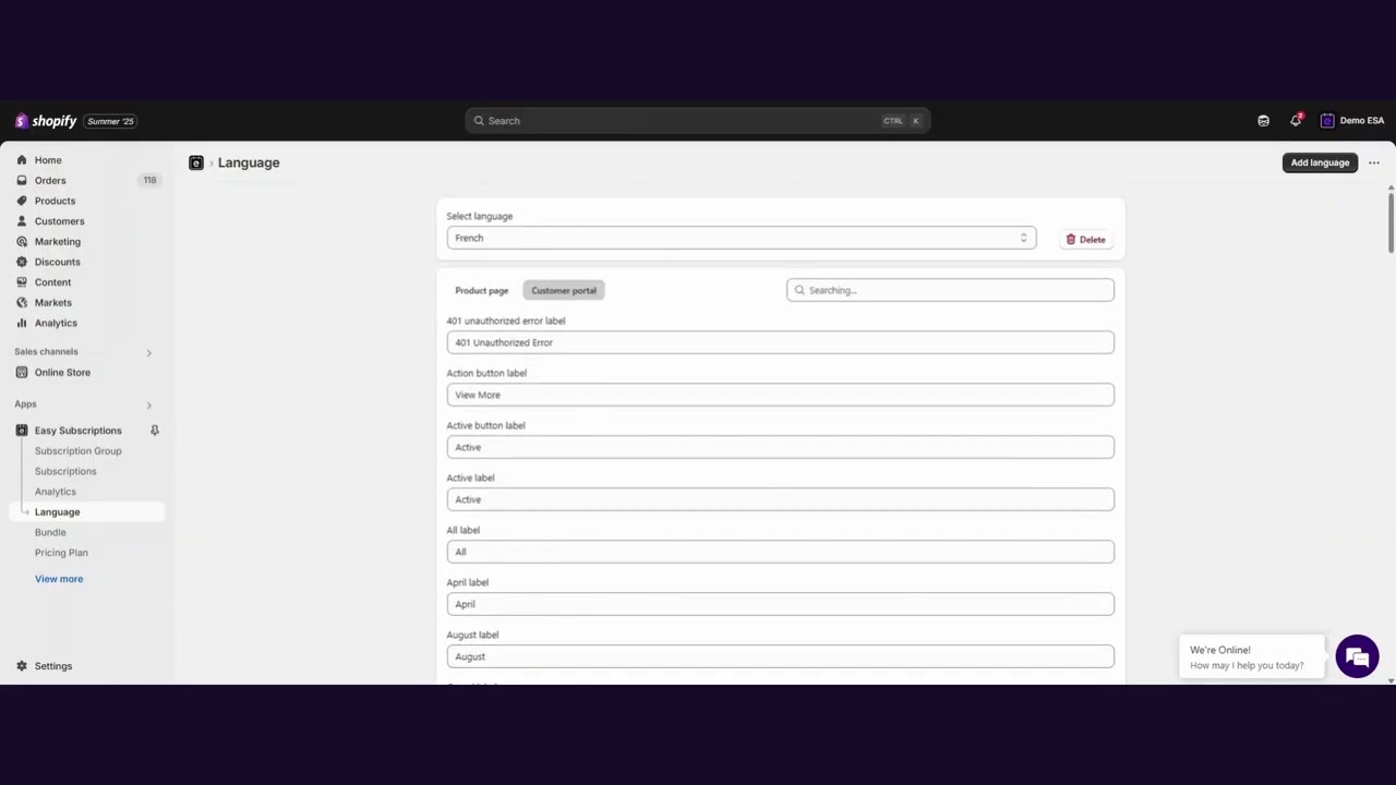 How to Set Up Multilingual Configuration in Easy Subscriptions | Shopify App Guide