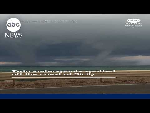Twin waterspouts spotted off the coast of Sicily
