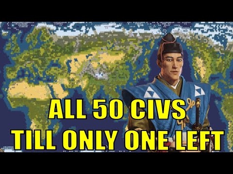 All 50 Civs Till ONLY ONE LEFT on a Huge Earth Map #1 (Deity Japan Civilization 6)
