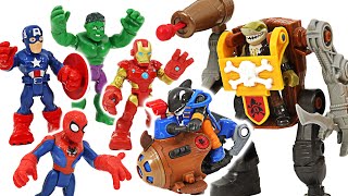 Marvel Hulk, Spider-Man! Defeat the pirate robots and boats! | DuDuPopTOY