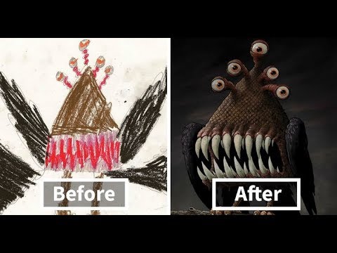Professional Artists Recreate Kids’ Monster Doodles In Their Own Unique Style Video