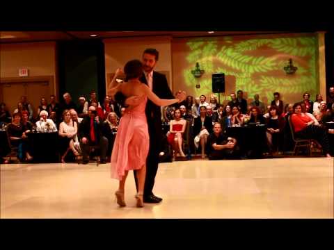  Gustavo Benzecry Sabá  and  Maria Olivera  are  dancing  to  the  milonga  "  Bien porteña  "  by  Los reyes del tango  at  Tucson Tango Festival  in  2015