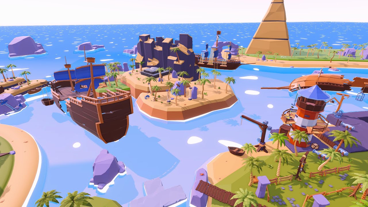 Low Poly Tropical Pirate Island RG 3D Model