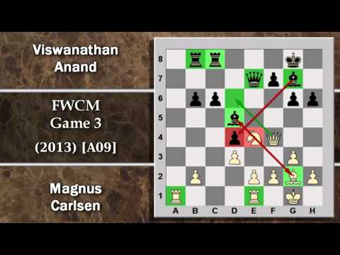 Partite Commentate di Scacchi 63 - Carlsen vs Anand - FWCM Game 3 - 2013 [A09] Reti