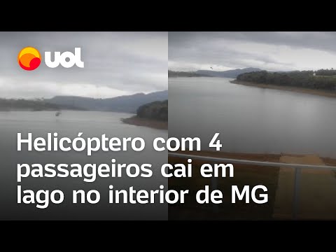 Helicóptero com 4 passageiros cai em Capitólio, em Minas Gerais; vídeo registra momento da queda