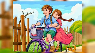 Calm Coloring for De-Stressing and Relaxation #children #bike #dog
