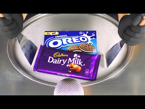 ASMR - Cadbury & OREO Ice Cream Rolls | making Dairy Chocolate and Cookies to rolled fried Ice Cream