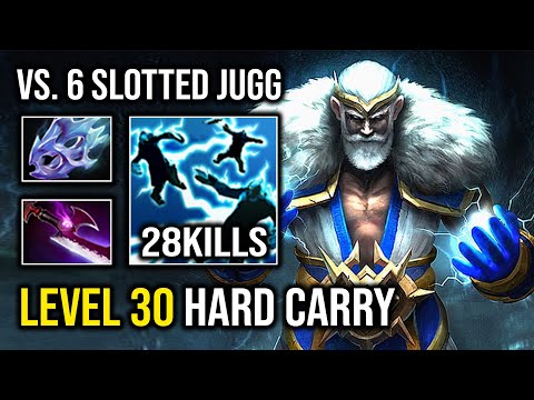 LEVEL 30 Hybrid Magic Right Click Zeus Hard Carry Vs 6 Slotted Juggernaut Dota 2