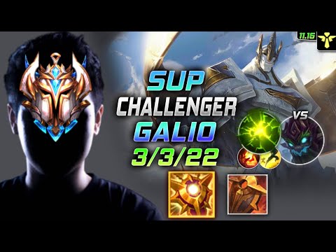 Challenger Galio Support vs Maokai - 챌린저 서폿 갈리오 템트리 룬 솔라리 여진 ガリオ Галио 正义巨像 加里歐 - LOL KR 11.15