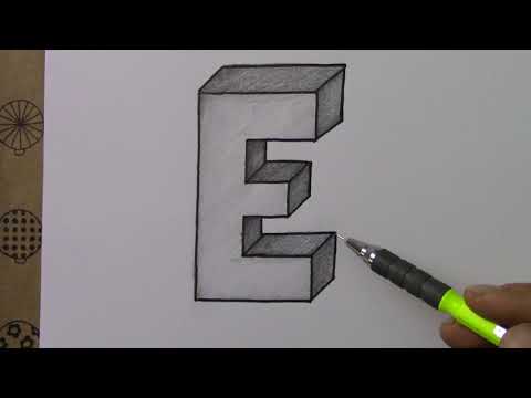 How to draw easy 3D letter E drawing