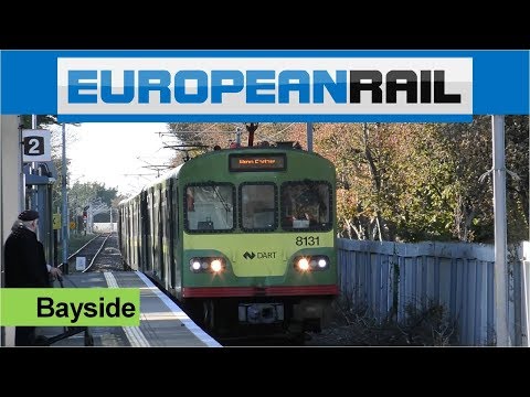 Iarnród Éireann Irish Rail DART 8100 EMU 8131 + 8114 + 8117 arrives at Bayside Station